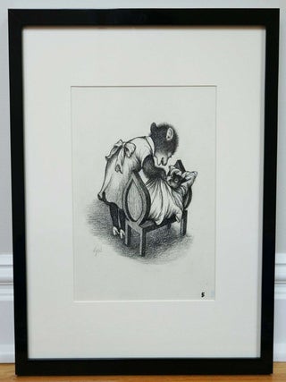 Item #001458 GARTH WILLIAMS~STUNNING ORIGINAL CHARCOAL DRAWING ~ JB'S HARMONICA. GARTH WILLIAMS