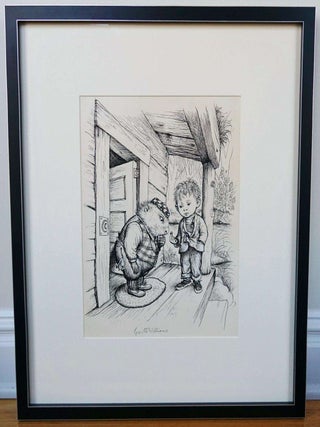 GARTH WILLIAMS~STUNNING DETAILED FINAL PEN AND INK ~ "UPSIDE OVER"