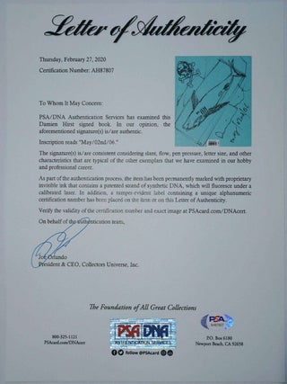 DAMIEN HIRST~ SUPERB SIGNED ORIGINAL DRAWING, STUNNING NEW FRAME & COA