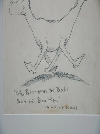 DR. SEUSS ORIGINAL DRAWING OF A TWO HEADED HORSE, SIGNED