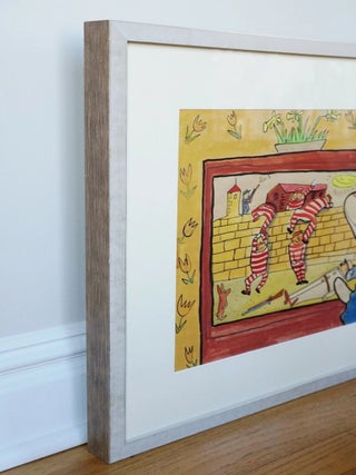 ORIGINAL SET OF 2 LARGE GOACHE, ADVERTS FOR CBS & COLOR TV (author of Madeline)