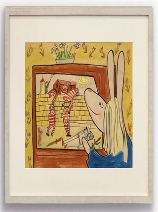 ORIGINAL SET OF 2 LARGE GOACHE, ADVERTS FOR CBS & COLOR TV (author of Madeline)