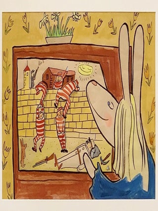 ORIGINAL SET OF 2 LARGE GOACHE, ADVERTS FOR CBS & COLOR TV (author of Madeline)
