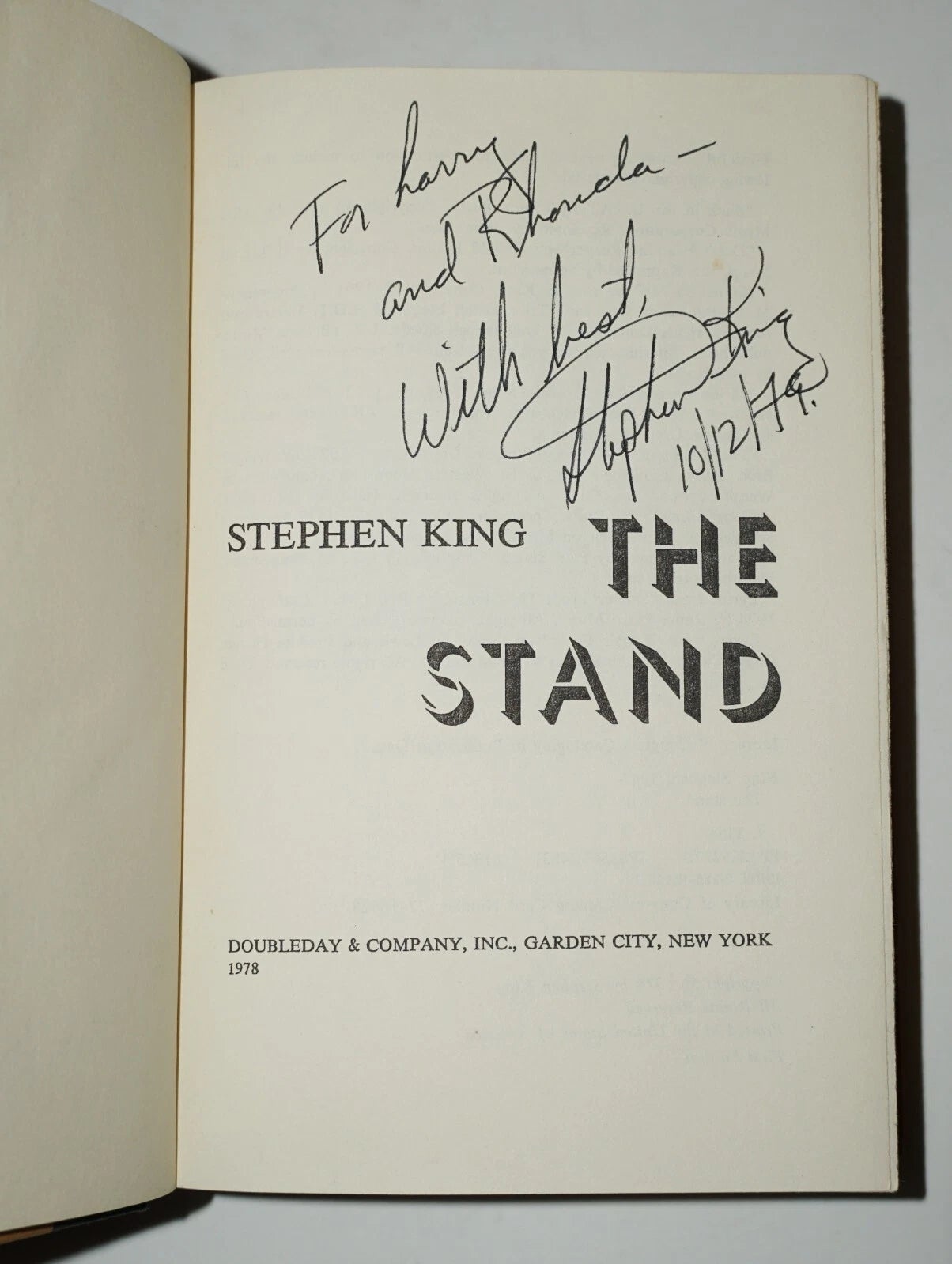 Stand Signed THE STAND SIGNED AND INSCRIBED | STEPHEN KING | 1st Edition