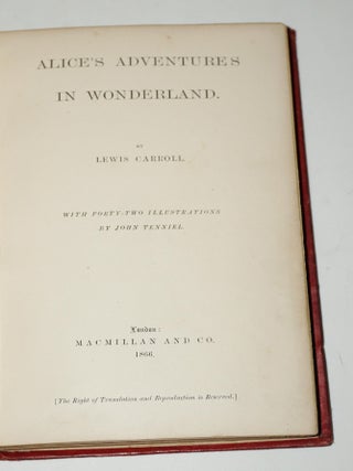 ALICE'S ADVENTURES IN WONDERLAND (First State/First Issue with the Inverted S and page 30 numbered as page 3)