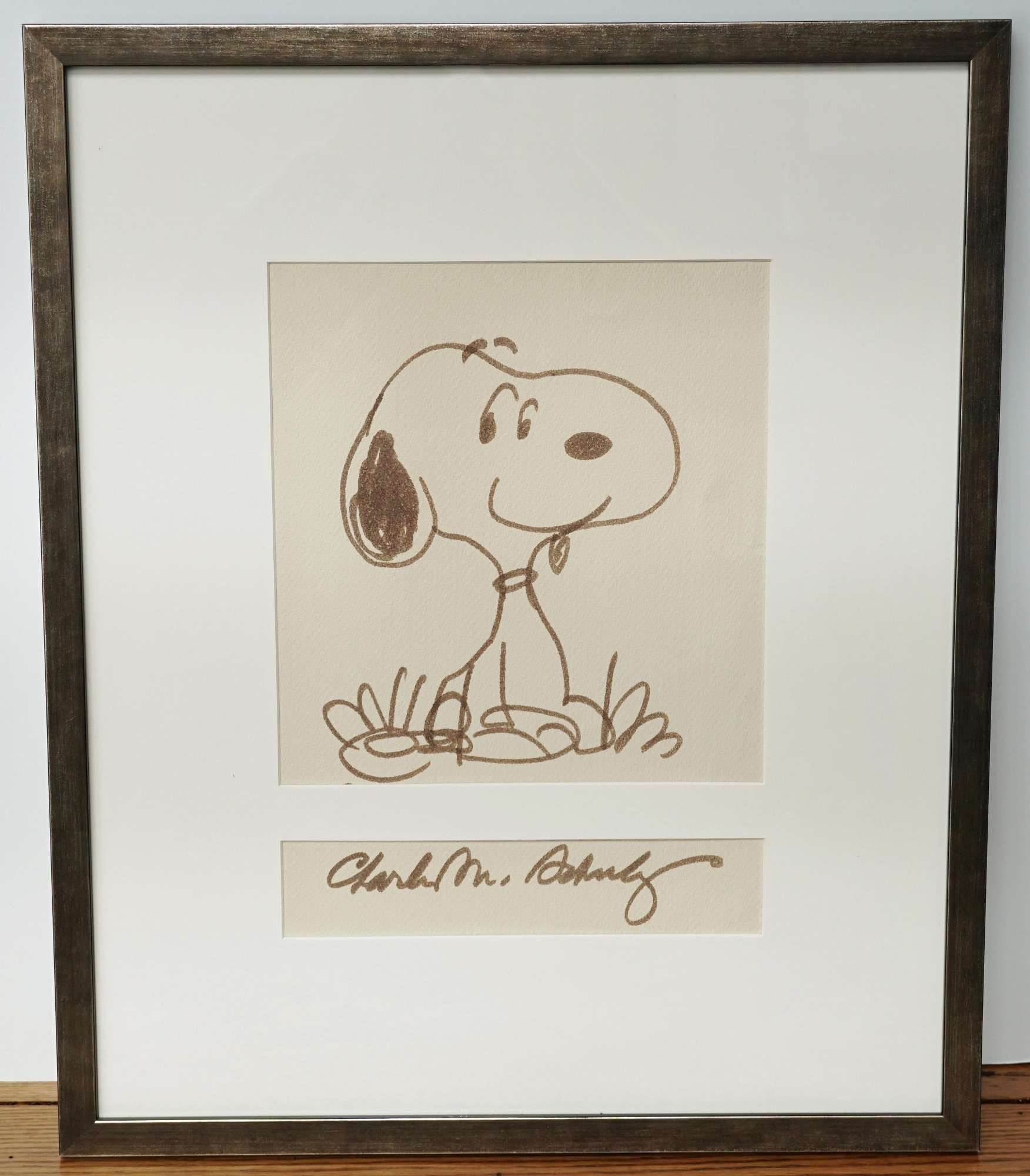 CHARLES SCHULZ ORIGINAL SIGNED SNOOPY DRAWING ~W. LOA.CERT