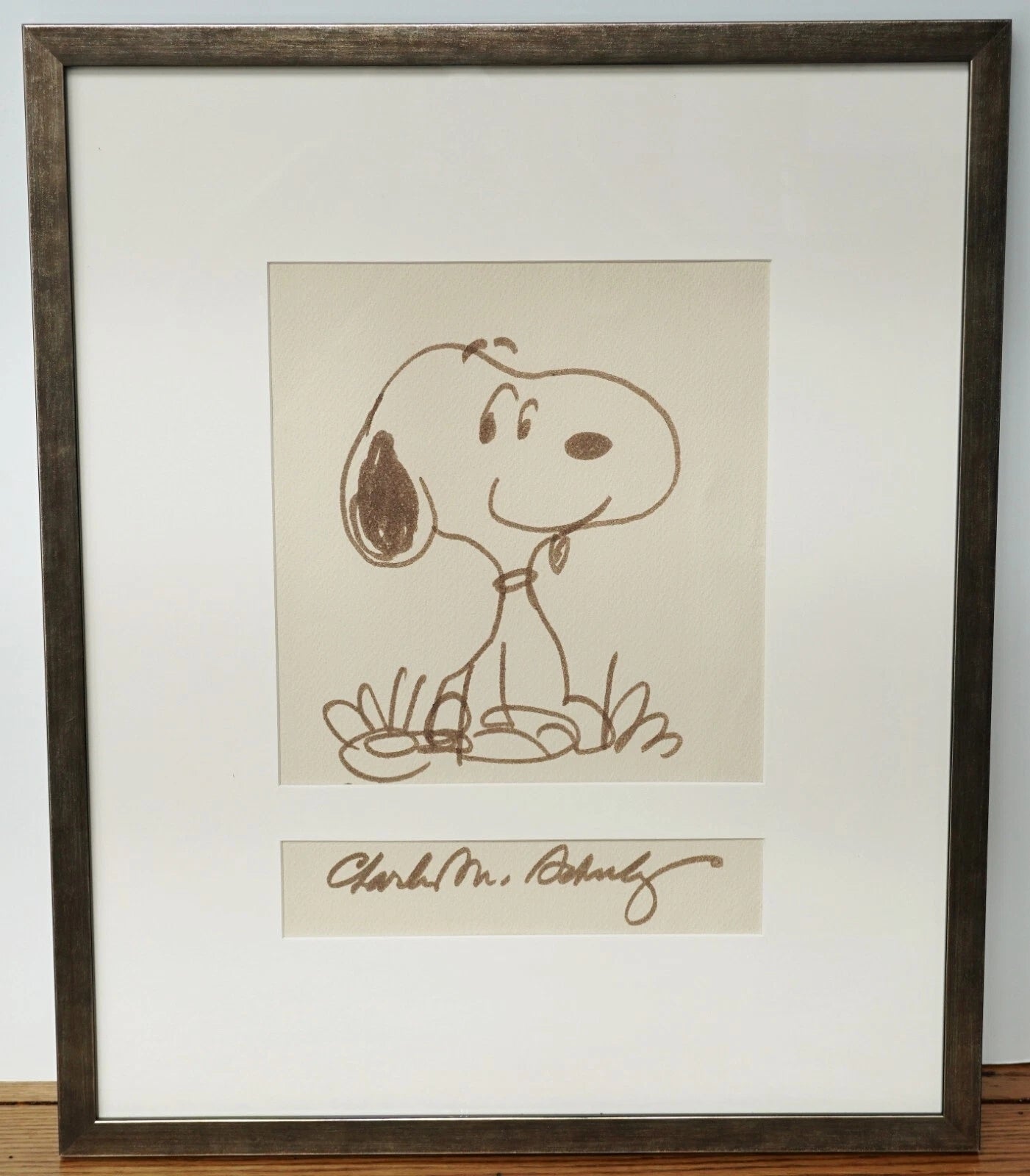 CHARLES SCHULZ ORIGINAL SIGNED SNOOPY DRAWING ~W. LOA.CERT