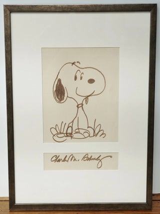 CHARLES SCHULZ ORIGINAL SIGNED SNOOPY DRAWING ~W. LOA.CERT