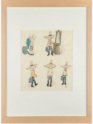 Item #3014 MAURICE SENDAK &ndash; Original Art, A Framed Original Painting of Five Martins from...