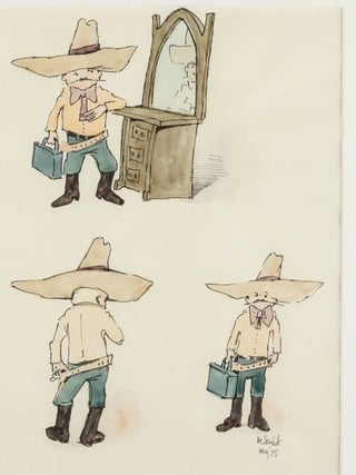 MAURICE SENDAK &ndash; Original Art, A Framed Original Painting of Five Martins from &ldquo;Very Far Away&rdquo;