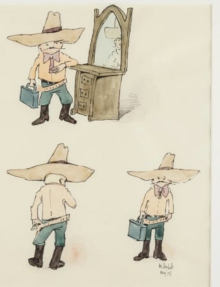 MAURICE SENDAK – Original Art, A Framed Original Painting of Five Martins from “Very Far Away”