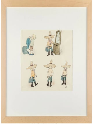 MAURICE SENDAK &ndash; Original Art, A Framed Original Painting of Five Martins from &ldquo;Very Far Away&rdquo;