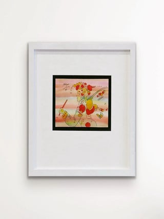 PETER MAX – “Running”, Framed Watercolor and Ink Painting, Signed and Dated 1993