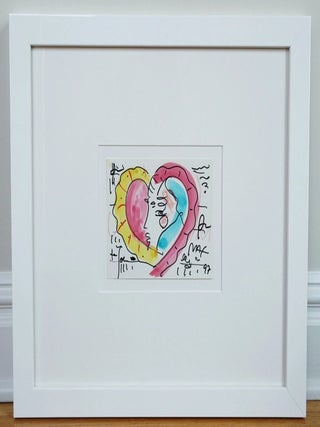 PETER MAX – “HEART PROFILE”, Framed Watercolor and Ink Drawing, Signed and Dated 1997