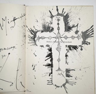 Salvador Dali – Signed 5x Book W. Spectacular Two Page Original Drawing of a Crucifix, Superb Association