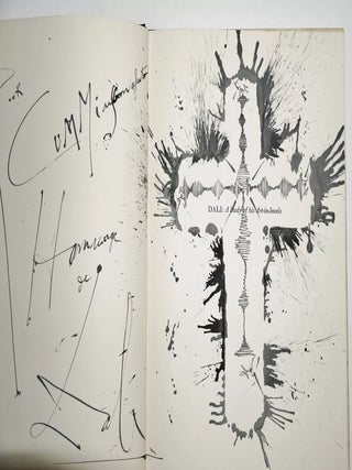 Salvador Dali &ndash; Signed 5x Book W. Spectacular Two Page Original Drawing of a Crucifix, Superb Association