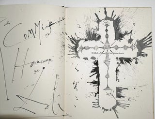 Salvador Dali – Signed 5x Book W. Spectacular Two Page Original Drawing of a Crucifix, Superb Association