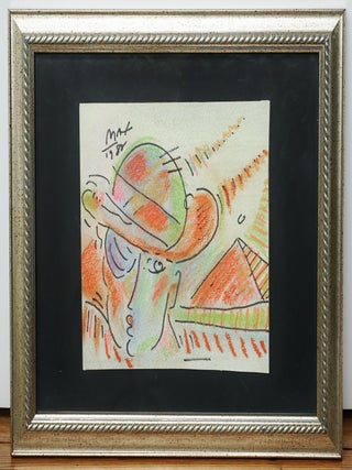 PETER MAX – (ZERO) 1988 Framed Original Crayon, Watercolor and Ink Painting