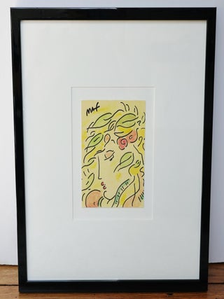 PETER MAX – “Untitled”, Framed Watercolor and Ink Painting, Signed TWICE and Dated 1993