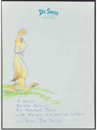 DR. SEUSS SIGNED ORIGINAL DRAWING~ A PRE-YULE ANIMAL RENDERED IN CRAYON