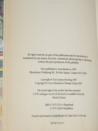 HARRY POTTER AND THE PHILOSOPHER'S STONE (4th printing)