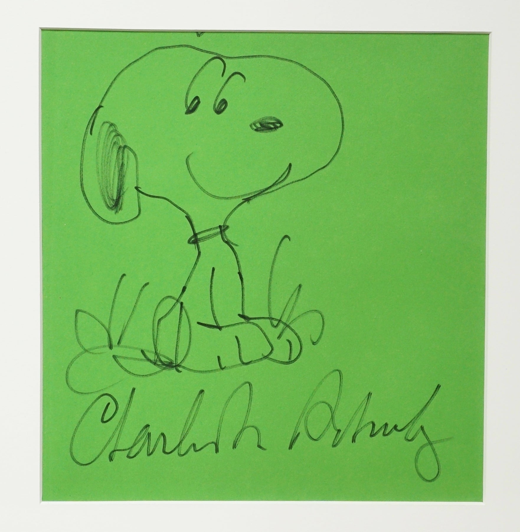 CHARLES SCHULZ ORIGINAL SIGNED SNOOPY DRAWING ~W. LOA.CERT