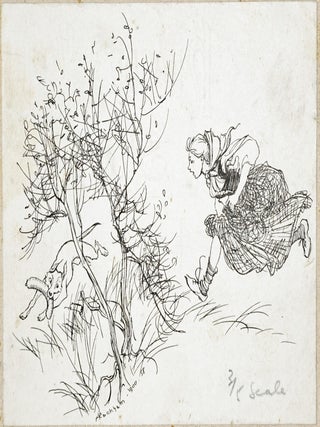 ARTHUR RACKHAM ORIGINAL PUBLISHED SIGNED PEN AND INK DRAWING FOR FAIRY TALES OF THE BROTHERS GRIMM