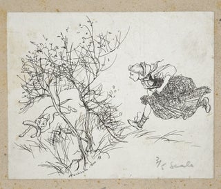 ARTHUR RACKHAM ORIGINAL PUBLISHED SIGNED PEN AND INK DRAWING FOR FAIRY TALES OF THE BROTHERS GRIMM