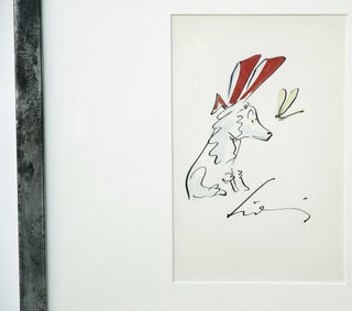 LUDWIG BEMELMANS FRAMED ORIGINAL ARTWORK of LITTLE BIT, the miniature toy poodle (author of Madeline)