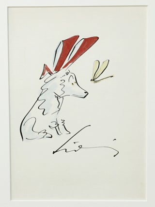 LUDWIG BEMELMANS FRAMED ORIGINAL ARTWORK of LITTLE BIT, the miniature toy poodle (author of Madeline)