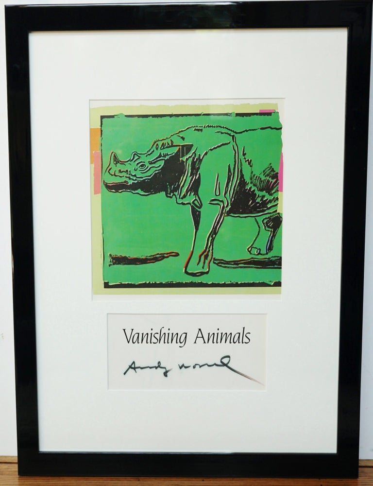Item #3300 ANDY WARHOL HAND SIGNED PAGE FROM VANISHING ANIMALS, FRAMED ~ W.LOA. ANDY WARHOL.