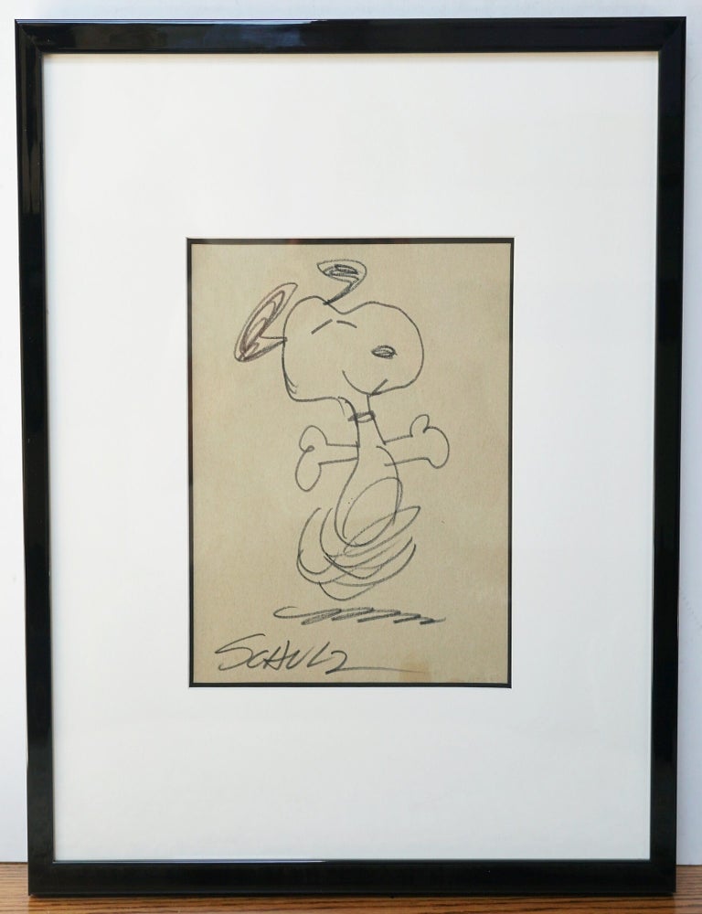 Item #3313 CHARLES SCHULZ ORIGINAL SIGNED DRAWING OF SNOOPY DANCING ~W. LOA.CERT. CHARLES SCHULZ.