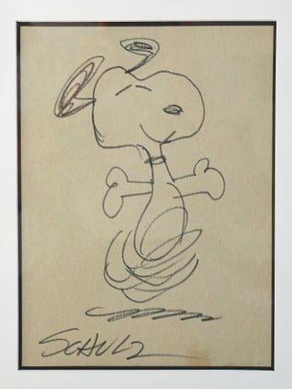 CHARLES SCHULZ ORIGINAL SIGNED DRAWING OF SNOOPY DANCING ~W. LOA.CERT