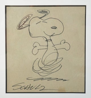 CHARLES SCHULZ ORIGINAL SIGNED DRAWING OF SNOOPY DANCING ~W. LOA.CERT