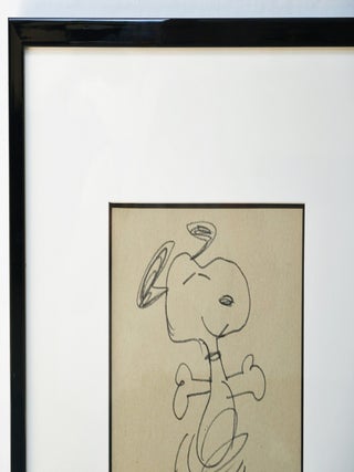 CHARLES SCHULZ ORIGINAL SIGNED DRAWING OF SNOOPY DANCING ~W. LOA.CERT