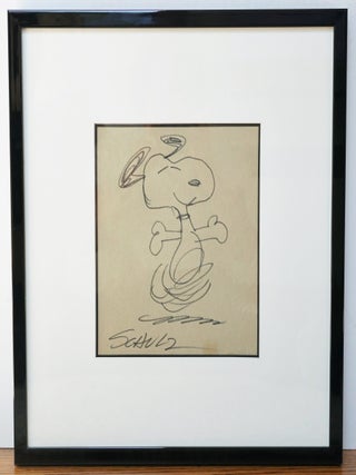 CHARLES SCHULZ ORIGINAL SIGNED DRAWING OF SNOOPY DANCING ~W. LOA.CERT
