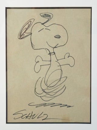 CHARLES SCHULZ ORIGINAL SIGNED DRAWING OF SNOOPY DANCING ~W. LOA.CERT