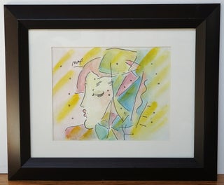 Item #3314 PETER MAX – (PROFILE) 1998 Framed Original Watercolor and Ink Painting. PETER MAX
