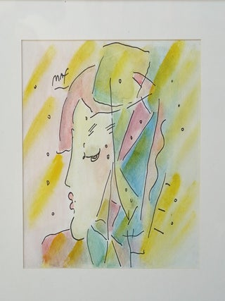 PETER MAX &ndash; (PROFILE) 1998 Framed Original Watercolor and Ink Painting