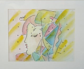 PETER MAX – (PROFILE) 1998 Framed Original Watercolor and Ink Painting