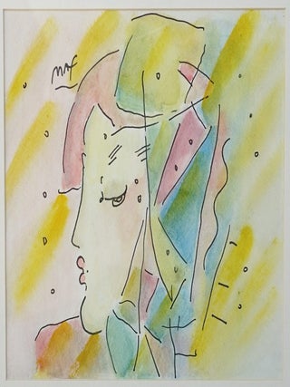 PETER MAX &ndash; (PROFILE) 1998 Framed Original Watercolor and Ink Painting