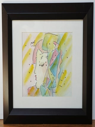 PETER MAX &ndash; (PROFILE) 1998 Framed Original Watercolor and Ink Painting